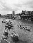 July, 7 1956. Spectators' boats on the Thames on the final day of racing at Henley Royal Regatta, Oxfordshire. Courtesy of HRR - Click for full-size image!