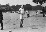 July 1908. German rower Bernhard von Gaza (1881 - 1917) by the Thames during the London Olympic Games, Henley-on-Thames, Oxfordshire. He won a bronze medal in the single sculls event. Courtesy of HRR - Click for full-size image!