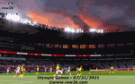 Sunset light during USA vs. SWE women's soccer - Click for full-size image!