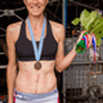 No Excuses: Bertko with flowers, medal, and month-old surgery scars - Click for full-size image!