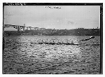 ca. 1910 and ca. 1915 Wisconsin rowing on Hudson River, New York, with Poughkeepsie Bridge in background. Courtesy of the Library of Congress. - Click for full-size image!