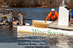 Navy novice eight impaled the finish line launch at Rivanna Romp - Click for full-size image!