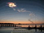 Rowing under the Discovery Shuttle launch in 2010 - Click for full-size image!