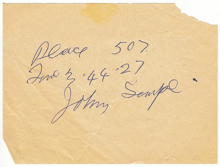 Handwritten note by Jock Semple