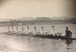 The first Fordham Crew practicing on the Harlem River in New York City, near Yankee Stadium. Courtesy of James Sciales - Click for full-size image!
