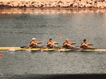 USA M4x of Tim Young, Brian Jameison, Eric Mueller and Jason Gailes 5 strokes from the finish line, headed for Olympic silver. Courtesy of Oli Rosenbladt - Click for full-size image!