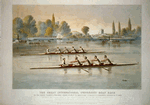 The great international University Boat Race On the River Thames from Putney to Mortlake 4 miles 2 furlongs August 27th 1869.  Courtesy of LOC - Click for full-size image!