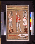1902 Three members of Cornell rowing team holding up boat; over another illustration of a boat house. Courtesy of LOC. - Click for full-size image!