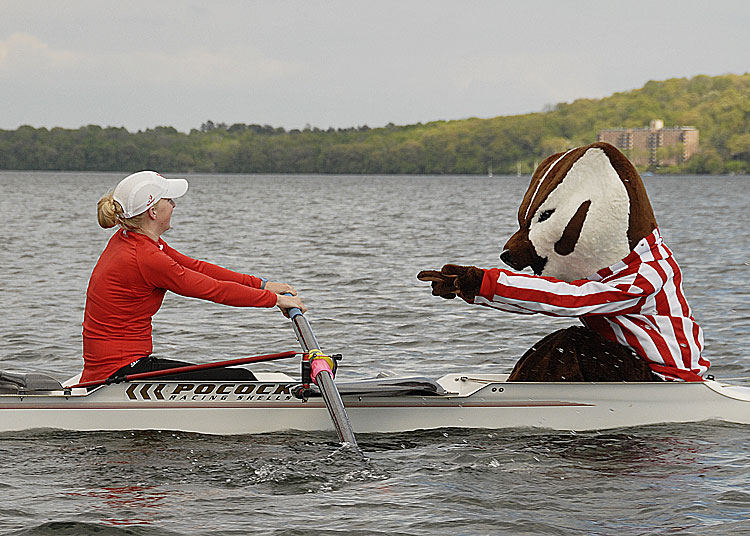 Bucky goes to rowing practice...