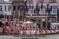 The Queen's rowbarge sets sail for a trip down the course. - Click for full-size image!