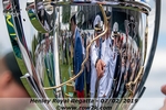 Cup photo op for some of the US Naval Academy athletes who will row in the US crew reflected in the cup - Click for full-size image!